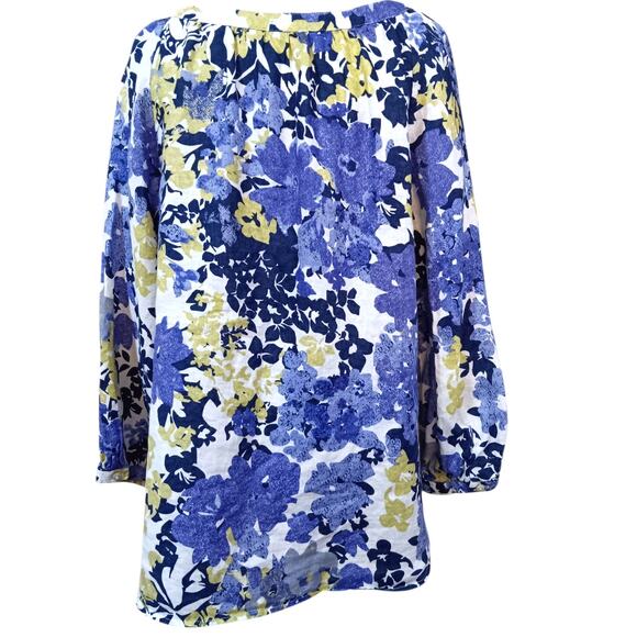 CHARTER CLUB 100% Linen Floral Tunic Top Blouse 14‎ XL Watercolors Flowy Comfort - Picture 8 of 8
